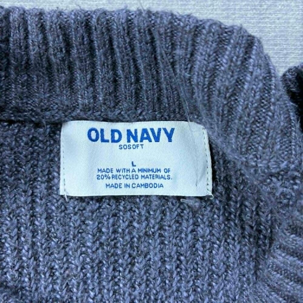 Old Navy SoSoft Sweater Large Blue Crew Neck Ribbed Knit Pullover Cozy Casual - Picture 3 of 5